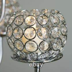 SILVER 40 Crystal Beaded Candelabra Candle Holder Party Party Light Gray