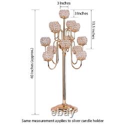 SILVER 40 Crystal Beaded Candelabra Candle Holder Party Party Light Gray