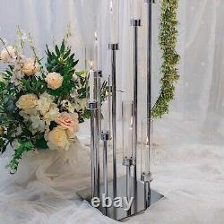 SILVER 42 tall Candelabra Candle Holder Glass Party Wedding Home Centerpieces