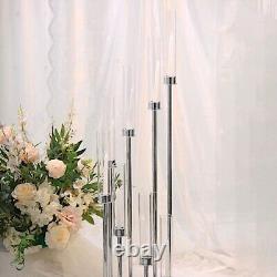 SILVER 42 tall Candelabra Candle Holder Glass Party Wedding Home Centerpieces