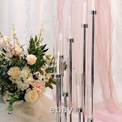 SILVER 42 tall Candelabra Candle Holder Glass Party Wedding Home Centerpieces