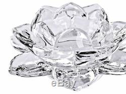 SLY 5 Inches Crystal Glass Lotus Candle Holders Creative Decoration for Home