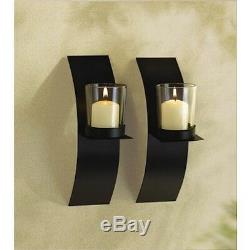 SMALL Sconce 8 Black Candle Holder Wall Plaque Decor