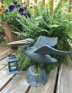 SPI Home Seashore Bird Pelican Garden Sculpture Statue Lantern Candle Holder