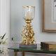 Stately 16 Rich Metallic Gold Metal Candelabra Candle Holder Glass Hurricane