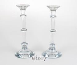 STUNNING Etched Val St. Lambert Belgian Crystal Candle Holder Pair RARE