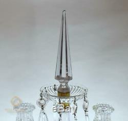 STUNNING LARGE 2ft ANTIQUE BACCARAT CRYSTAL GLASS FROSTED LADY CANDELABRA