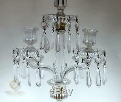 STUNNING LARGE 2ft ANTIQUE BACCARAT CRYSTAL GLASS FROSTED LADY CANDELABRA