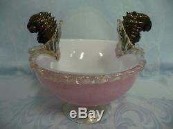 STUNNING PAIR OF VINTAGE MURANO 16 BLACKAMOOR CANDLE HOLDERS withCENTER BOWL