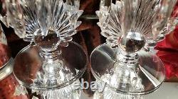 SUNBURST Crystal Glass Candle Holders Candlesticks w CRYSTALS UNIQUE Antique