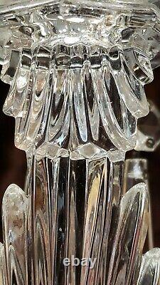 SUNBURST Crystal Glass Candle Holders Candlesticks w CRYSTALS UNIQUE Antique