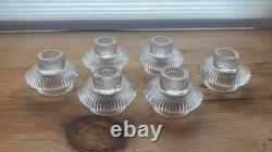 Saks Fifth Avenue Glass Taper Candle Holders Set of 2 + Snuffer + 6 Candles