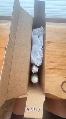 Saks Fifth Avenue Glass Taper Candle Holders Set of 2 + Snuffer + 6 Candles
