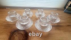 Saks Fifth Avenue Glass Taper Candle Holders Set of 2 + Snuffer + 6 Candles