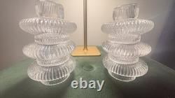 Saks Fifth Avenue Glass Taper Candle Holders Set of 2 + Snuffer + 6 Candles