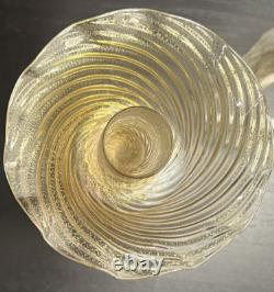 Salviati Murano Venetian Glass Italian Gold Fleck Pair Candle Holders 1940's