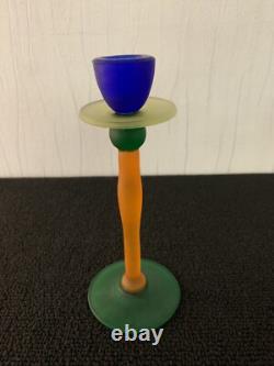 Satin Frosted Multicolored Glass Candle Holder