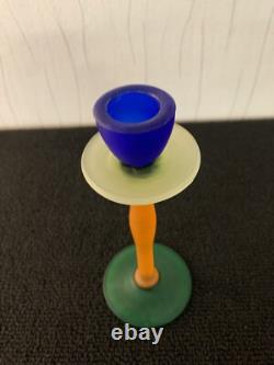 Satin Frosted Multicolored Glass Candle Holder