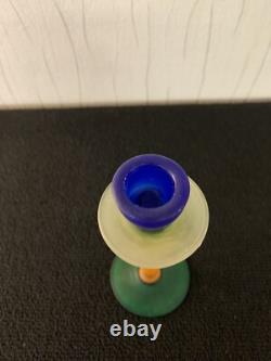 Satin Frosted Multicolored Glass Candle Holder