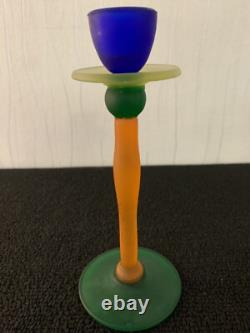 Satin Frosted Multicolored Glass Candle Holder