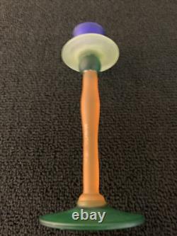 Satin Frosted Multicolored Glass Candle Holder