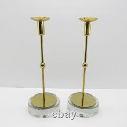 Scandinavian Candle Holder By Gunnar Ander For Ystad Metall Brass&Glass set of 2