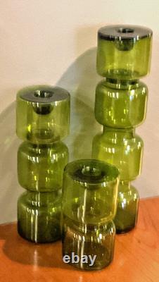 Scandinavian Hooped glass Green candle holders Spirit of Tamara Aladin