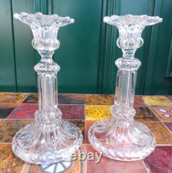 Schmid Candle Holders Glass 19th Century Signed