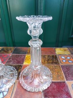 Schmid Candle Holders Glass 19th Century Signed