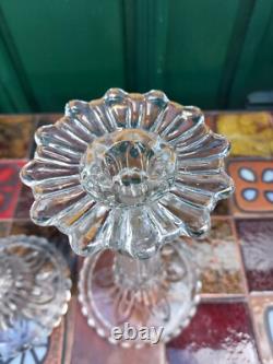 Schmid Candle Holders Glass 19th Century Signed