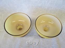 Set 2 EMPOLI AMBER CASED Milk Glass Pair 3.75 Tall Candlesticks Candle Holders