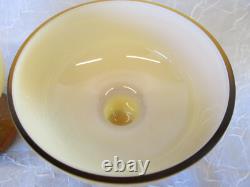 Set 2 EMPOLI AMBER CASED Milk Glass Pair 3.75 Tall Candlesticks Candle Holders