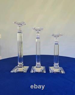 Set 3 Heavy Crystal Glass Eminence Candle Holders Bohemia Czech 16,14 & 12 Tall