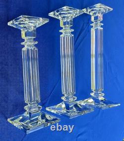 Set 3 Heavy Crystal Glass Eminence Candle Holders Bohemia Czech 16,14 & 12 Tall