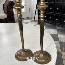 Set Of 2 22.75 Hurricane Candle Holder Brass & Clear GLASS