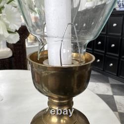 Set Of 2 22.75 Hurricane Candle Holder Brass & Clear GLASS