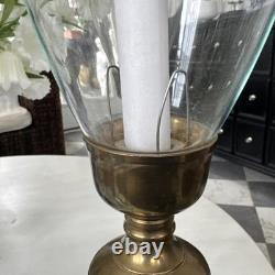 Set Of 2 22.75 Hurricane Candle Holder Brass & Clear GLASS
