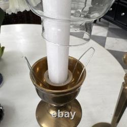 Set Of 2 22.75 Hurricane Candle Holder Brass & Clear GLASS