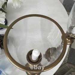 Set Of 2 22.75 Hurricane Candle Holder Brass & Clear GLASS