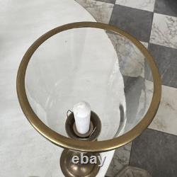 Set Of 2 22.75 Hurricane Candle Holder Brass & Clear GLASS