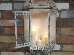 Set Of 2 Antique Vintage Wall Lantern Sconce Candle Holder 78cm Pair Of