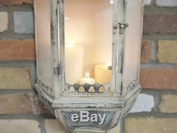 Set Of 2 Antique Vintage Wall Lantern Sconce Candle Holder 78cm Pair Of