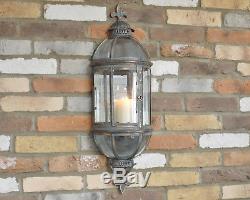 Set Of 2 Antique Vintage Wall Lantern Sconce Mirrored Candle Holder 79cm Pair Of