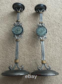 Set Of 2 Murano Art Collection- Cordova Wrought Iron Candlesticks, Candle Holder
