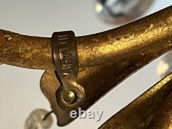 Set Of 2 Vintage Italy Wall Sconce Fixture 2 Candle Holders Gold Glass Prisms