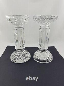 Set Of 2 Waterford Crystal Bethany Pillars Candleholders Made In Ireland Mint