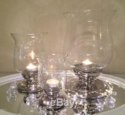 Set Of 3 Ceramic Glass Candle Stand Candlestick Tealight Holder Wind Light
