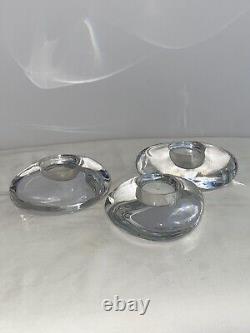 Set Of 3 Orrefors Sweden Crystal Tea light Holders Designed By Lena Berstrom