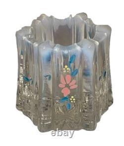Set Of 3 Vintage? Fenton Vulcan Glass HP Opalescent Rim Candle Holders