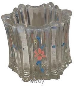 Set Of 3 Vintage? Fenton Vulcan Glass HP Opalescent Rim Candle Holders